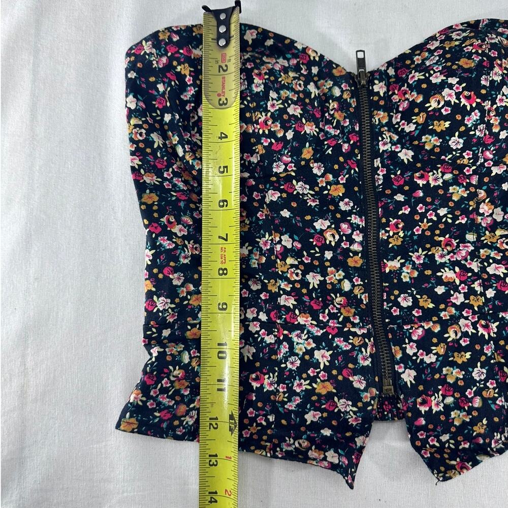 Silence + Noise Women's sz M Floral Zip Up Bustier Y2K Crop Top Corset - Picture 3 of 6